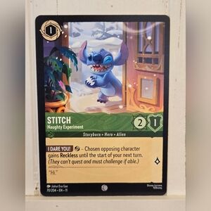 Stitch Naughty Experiment 70/204 Disney Lorcana Chapter 11 Winterspell Card
